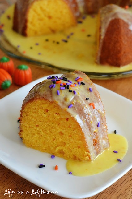 This Glazed Orange Bundt Cake is a moist cake with a hint of orange flavor with a delicious lemon and orange glaze. Life-in-the-Lofthouse.com