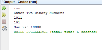Addition of Two Binary Numbers - PROGRAMMING