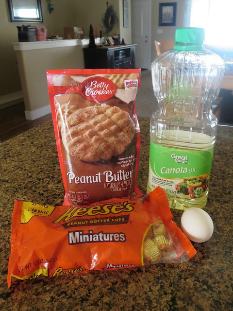 Quick and Easy Peanut Butter Cup Cookies--Just a cookie mix and a bag of Reese's miniatures and you've got yourself a great dessert!