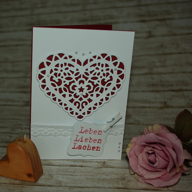 [DIY] Leben, Lieben, Lachen Hochzeitskarte  White & Bordeaux Wedding Card