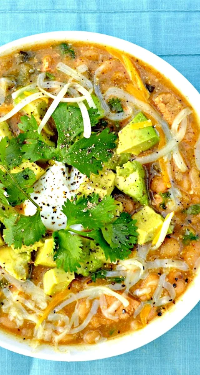 Chicken Chili Verde with Avocado is packed with flavor and could easily be an award winning recipe from Serena Bakes Simply From Scratch.
