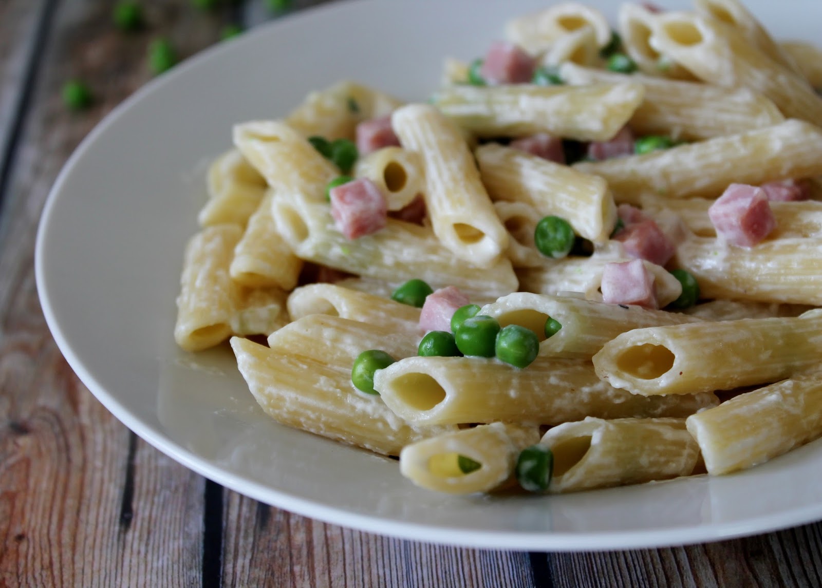 Penne jambon & petits pois
