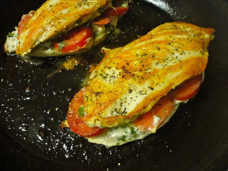 Tomato, Garlic and Mozzarella Stuffed Chicken Breasts