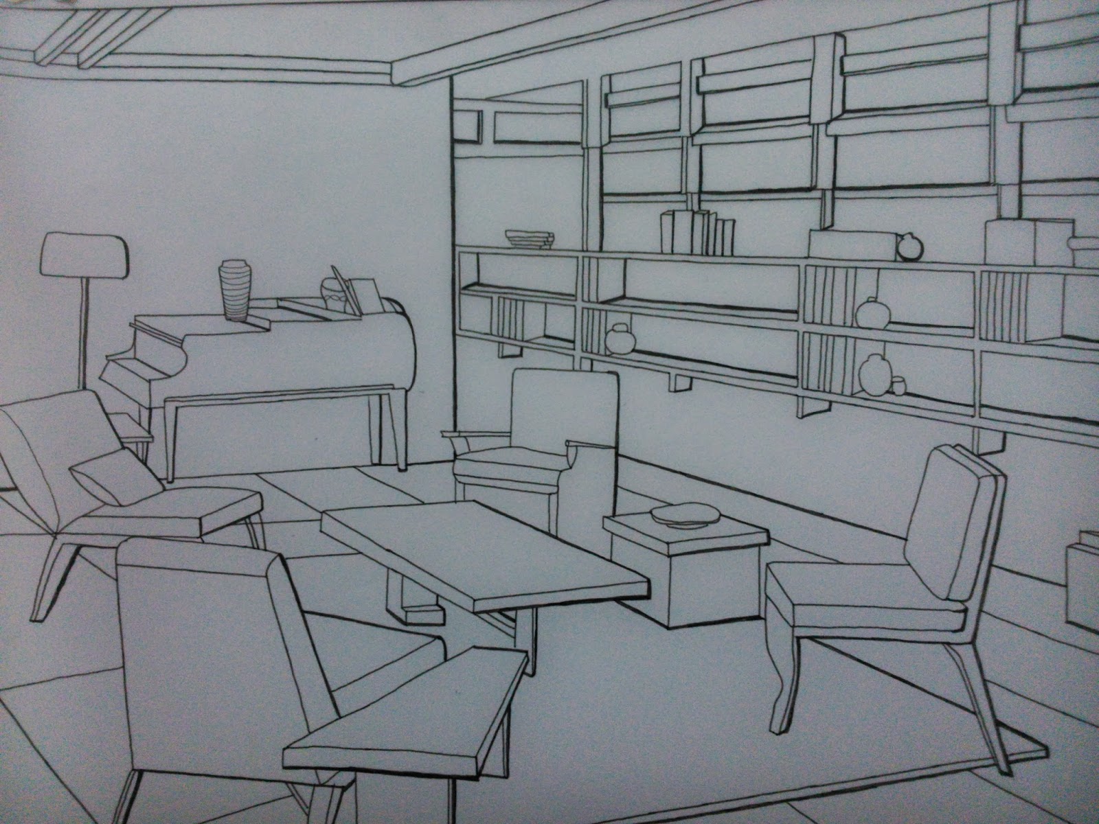 VJ's Interior Architecture Journey Perspective Drawing (Tracing on