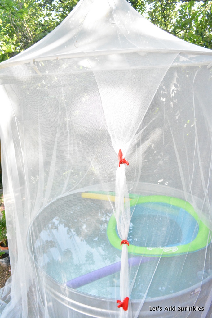Let's Add Sprinkles IKEA Mosquito Netting Around the Stock Tank Pool
