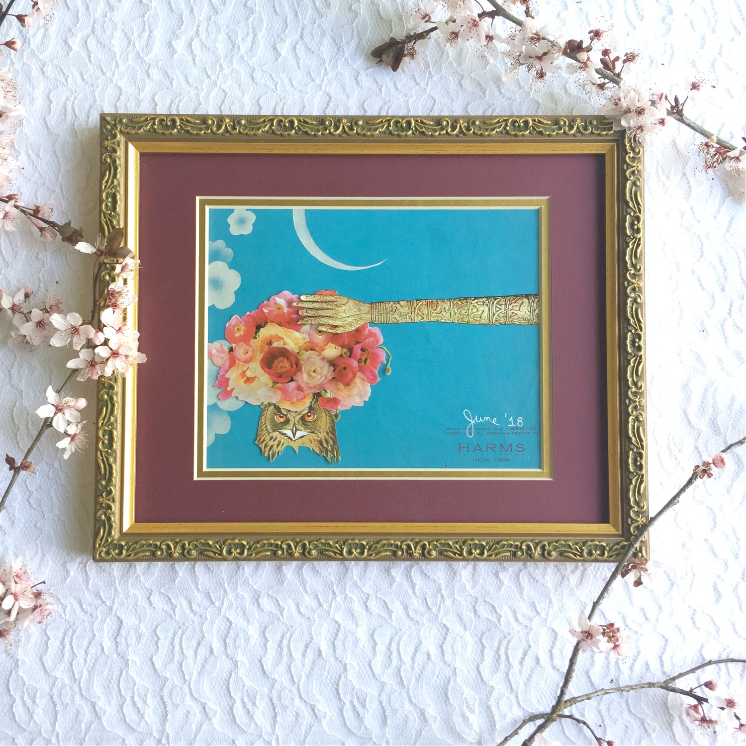 World Collage Day, World Collage Day 2019, collage making, paper collage, Mrs. Grosvenor Contemplates the Evolution of Her Next Tea Party and Owl #1 by June Anderson of Under The Plum Blossom Tree blog
