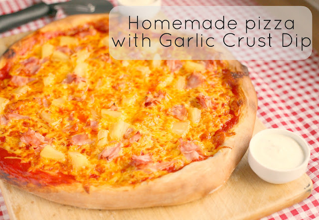 Homemade Pizza with Garlic Dipping sauce for the crust, follow the step by step tutorial for the best pizza night treat. www.goodfoodshared.blogspot.com 