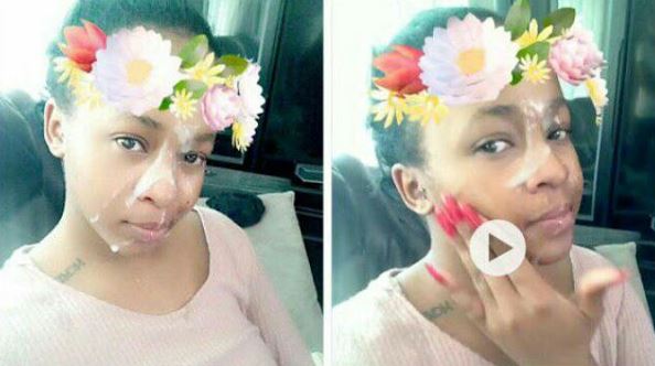 SHOCKING!!!; See the Reasons Why this Lady Applies Her Boyfriend Sperm On Her Face.