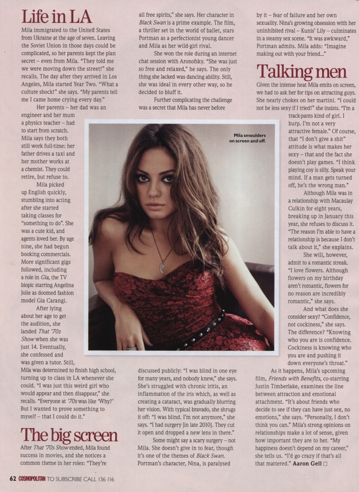 Smartologie: Mila Kunis For Cosmopolitan Australia June 2011