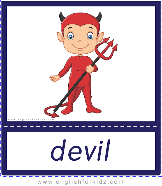 Devil - Printable Halloween flashcards