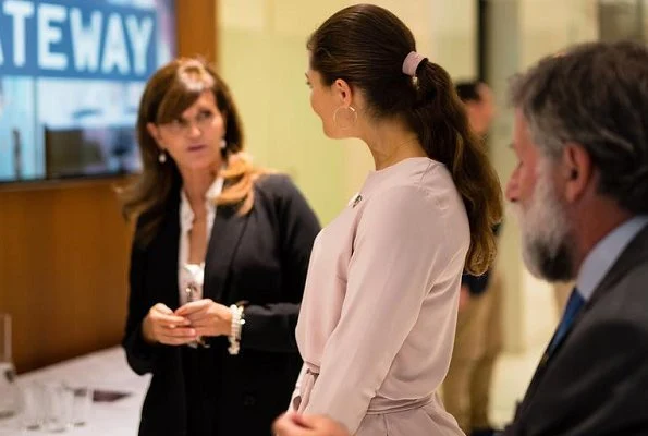 Crown Princess Victoria wore By Malene Birger pumps and she carried By Malene Birger bag, pink top and trousers