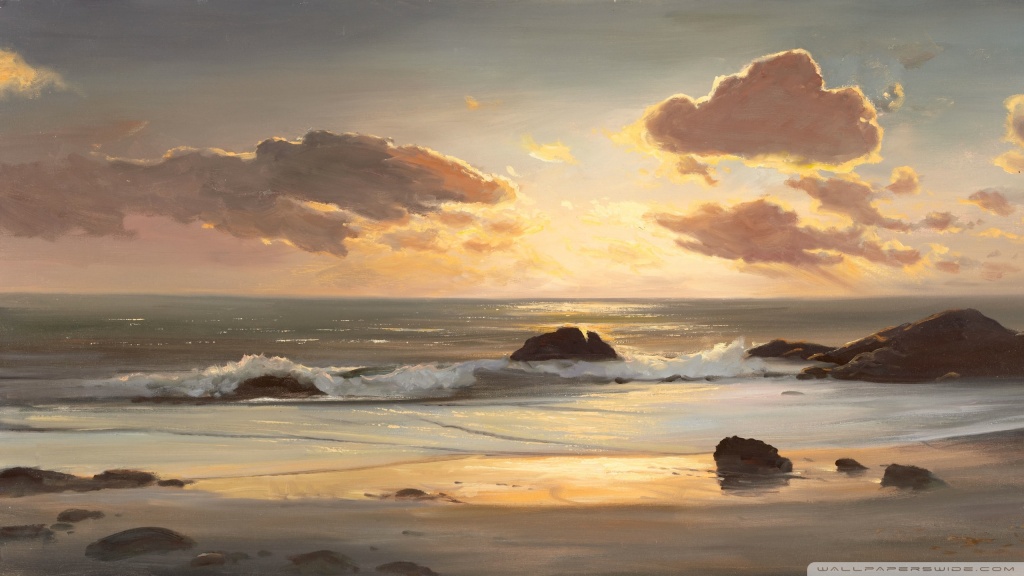 Original oil painting beach memories abstract palette knife Collection 360: Digital art