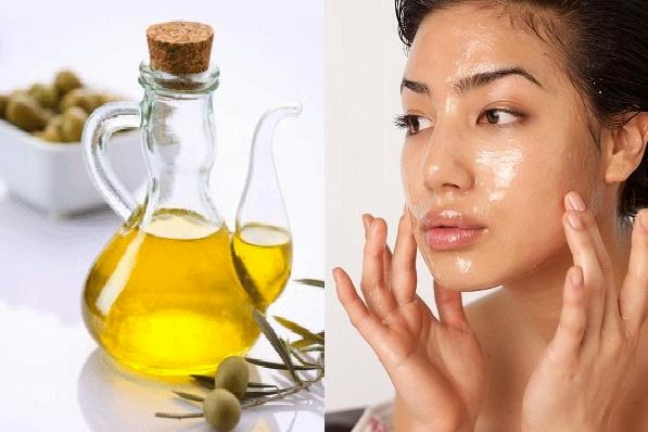 Olive oil and sunflower oil on face
