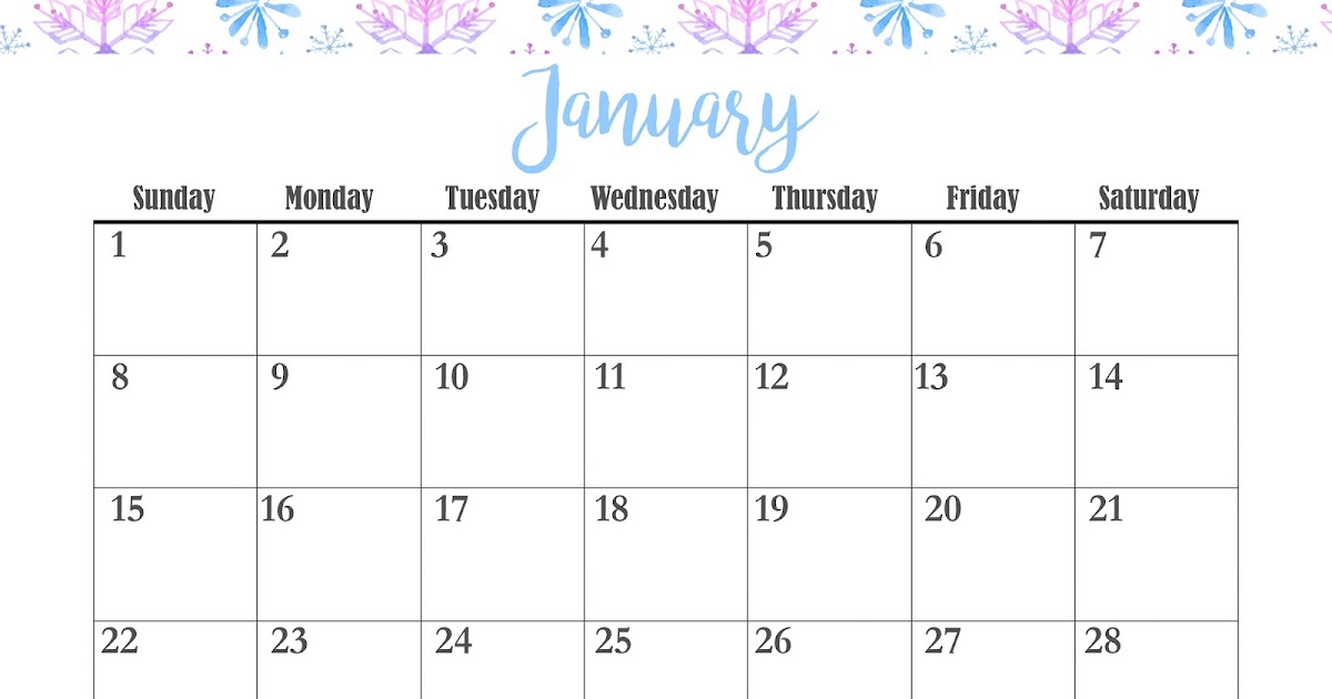 281 Designs January Printable Calendar