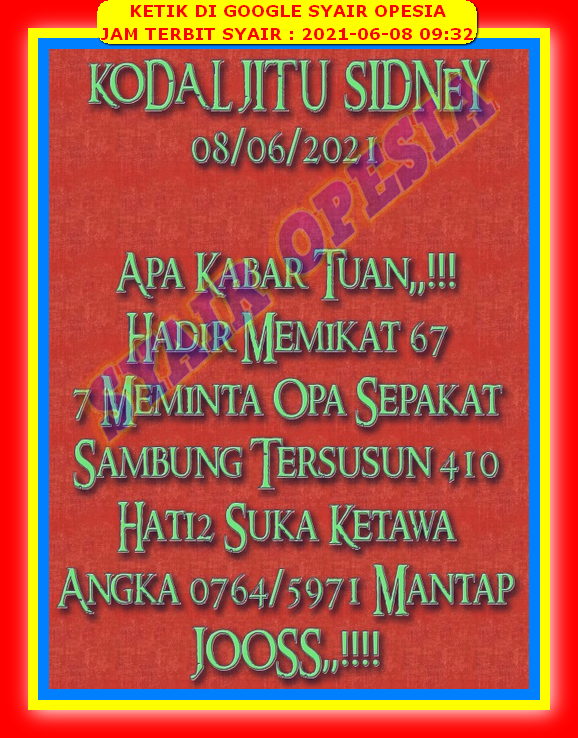 Syair Sdy Hari Ini Selasa 8 Juni 2021 Opesia Official Syair Sdy Hari Ini Selasa 8 Juni 2021 Opesia Official