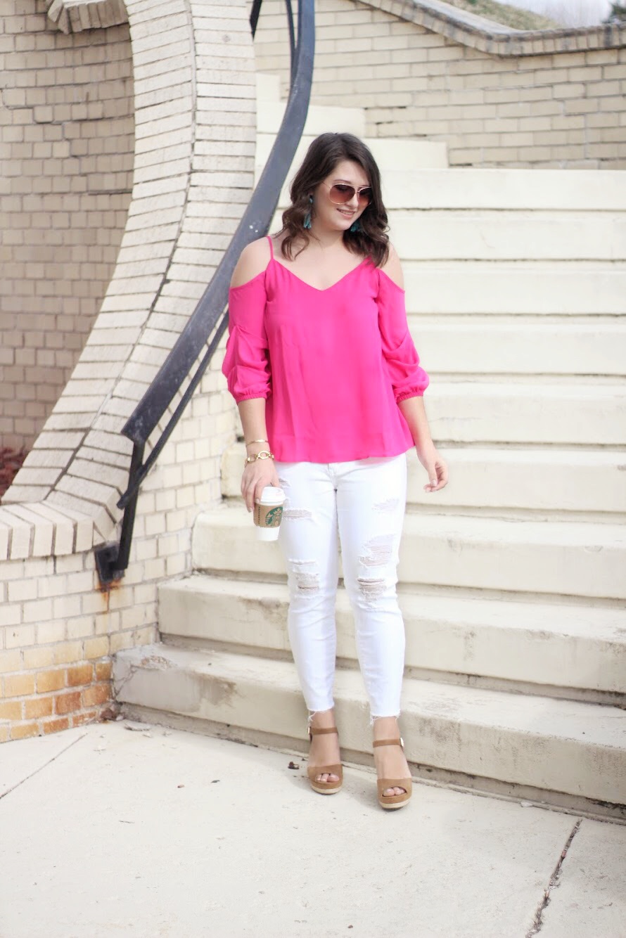 hot pink top outfit