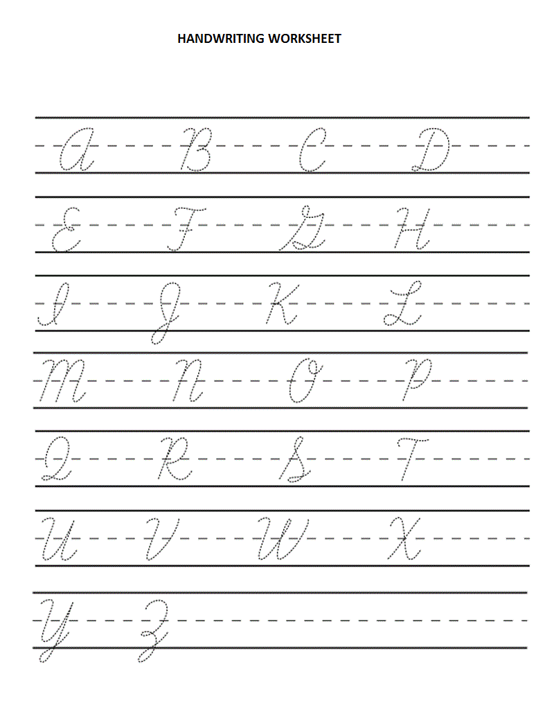 Alphabet Printable Cursive Writing Practice Sheets