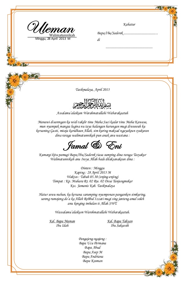 Contoh Uleman Pernikahan Dalam Bahasa Sunda Info Oke