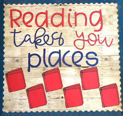 Reading bulletin board with writing prompt for back to school or Read Across America Reading Week