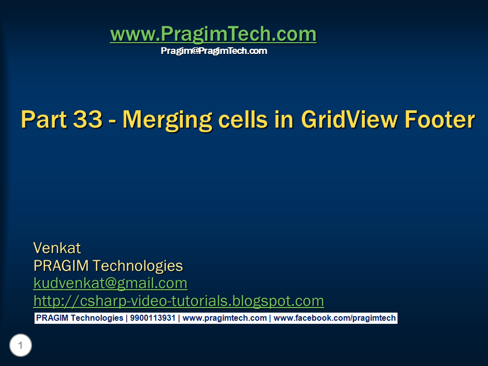Sql server, .net and c# video tutorial: Part 33 - Merging cells in