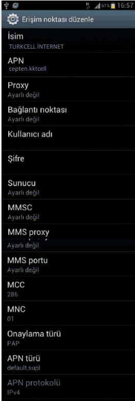 KKTCell Android  HTC internet Ayarlari 