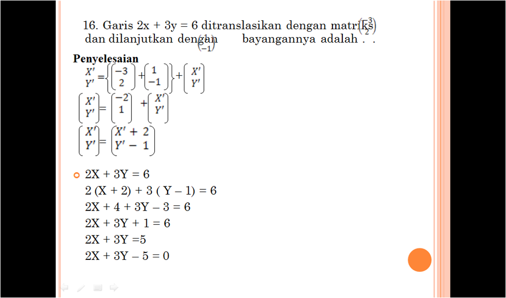 Jawaban Ruko Transformasi Geometri kelas XII Gulali Beku
