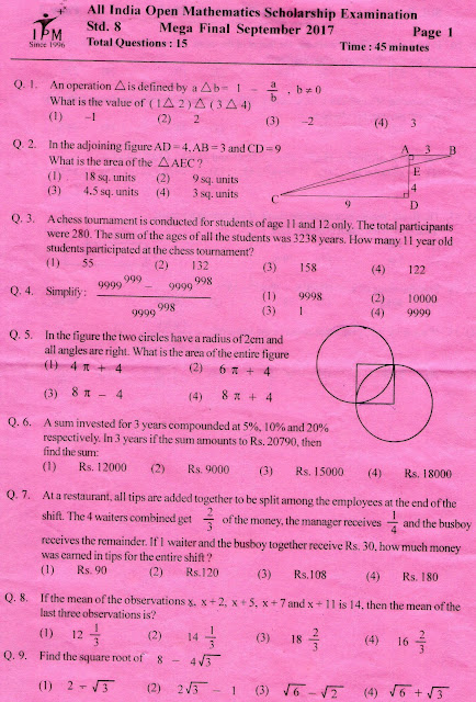 Preparations for IPM, MTSE, Olympiad, MAT, Scholarship,CBSE, ICSE ...