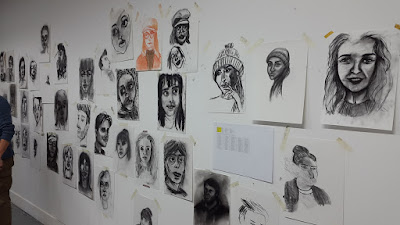 Carmen Wing - Uni Studio - Everyones Charcoal portraits on display