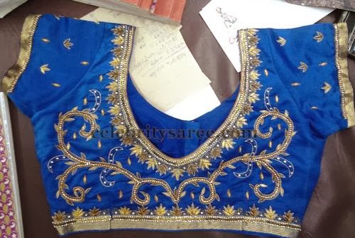 Blue Raw Silk Work Blouses - Saree Blouse Patterns