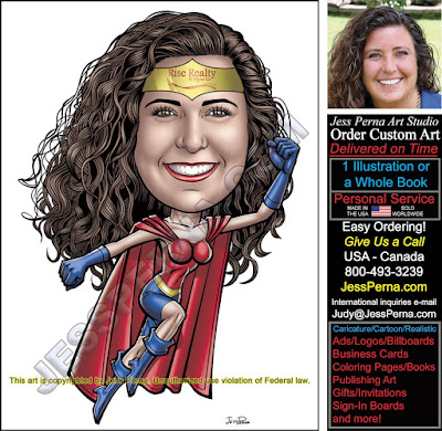 Female Real Estate Agent Superhero Cartoon Advertising