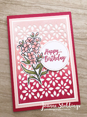 Jo's Stamping Spot - ESAD 2018 Annual Catalogue Launch Blog Hop using Lovely Lipstick and Delightfully Detailed DSP by Stampin' Up!