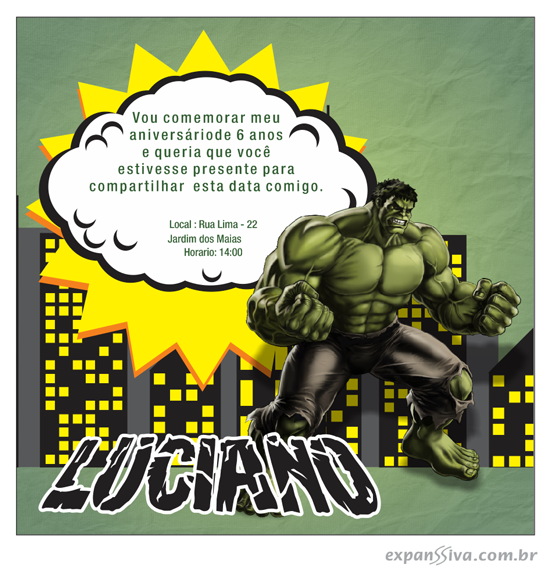 convite hulk desenho convite hulk desenho