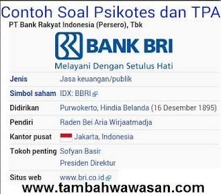 Contoh Soal Psikotes BUMN & TPA Bank BRI beserta 