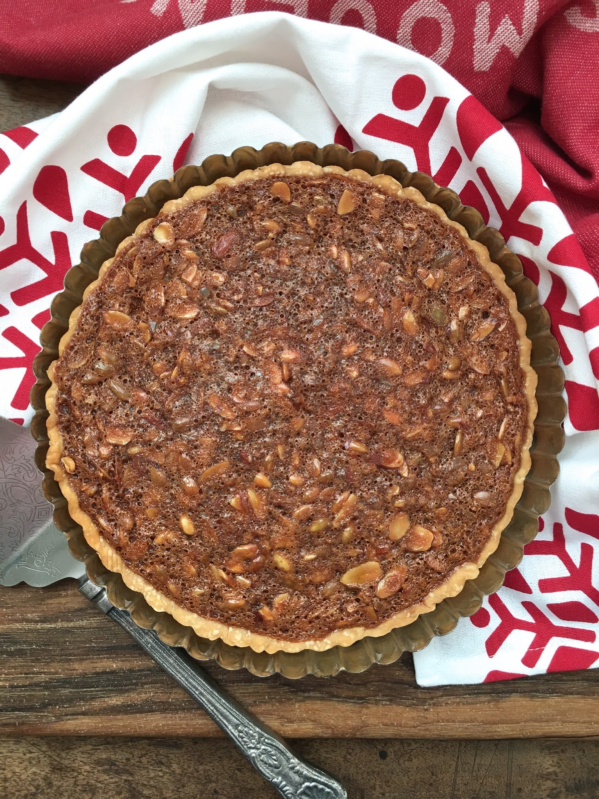 Caramel Custard Tart with Sliced Almonds and Pumpkin Seeds Karen's
