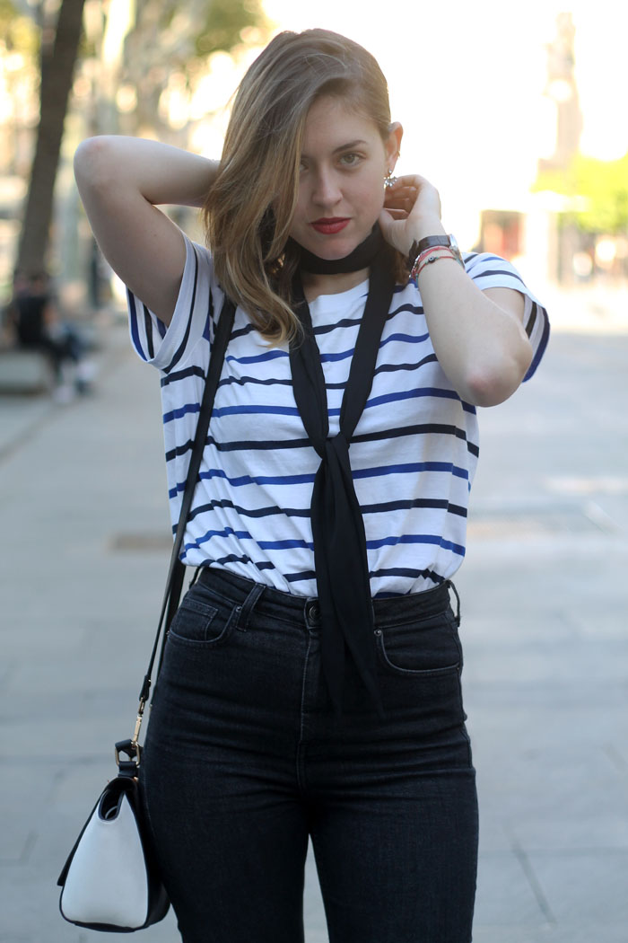 Black jeans and stripes