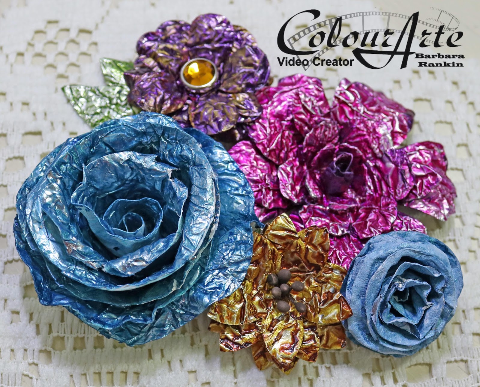 Black Hole Art Studio How to Make More Crumpled Foil Flowers Part 2 of 2