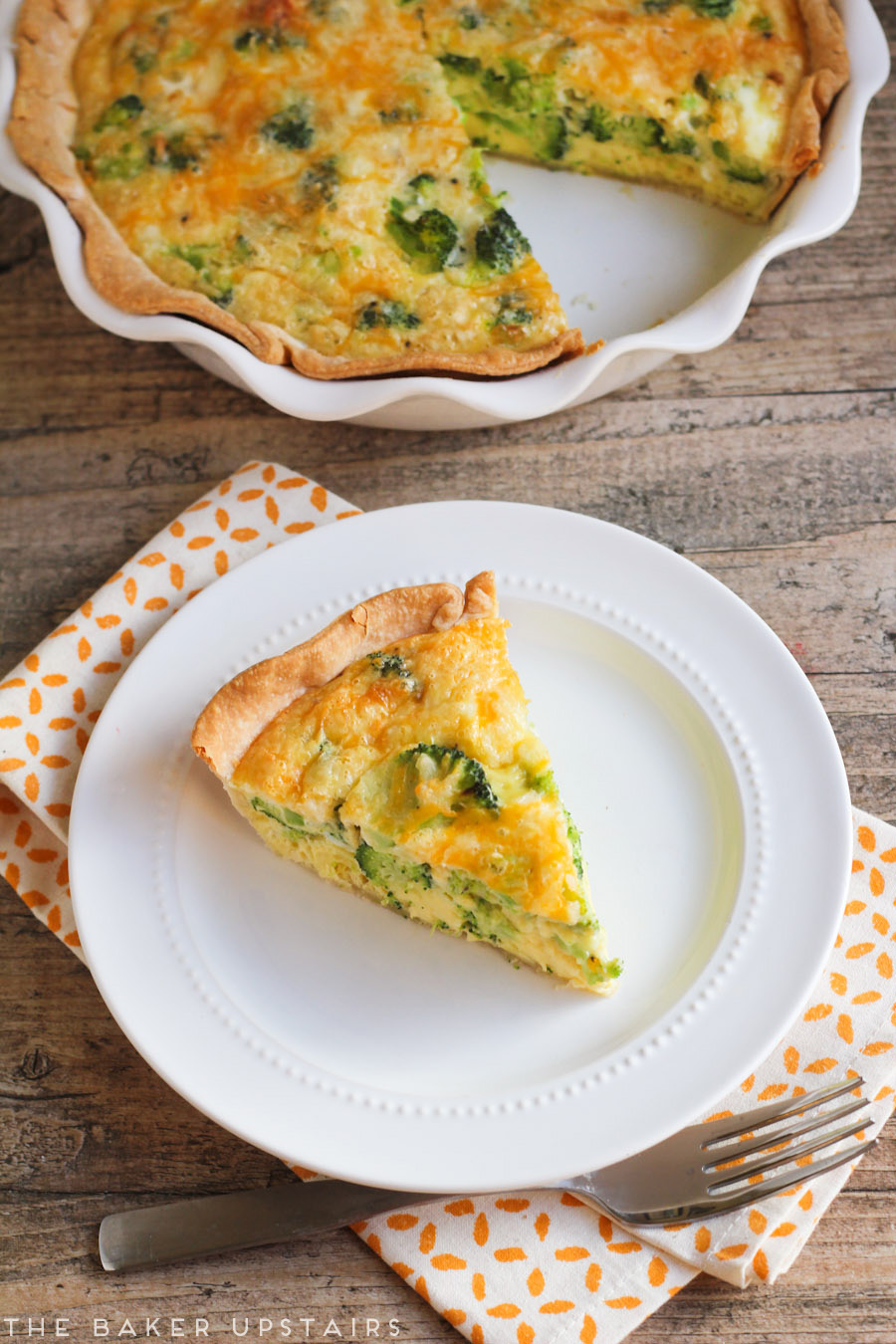 Broccoli Cheese Quiche - The Baker Upstairs