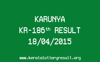 Karunya KR 186 Lottery Result 18-4-2015