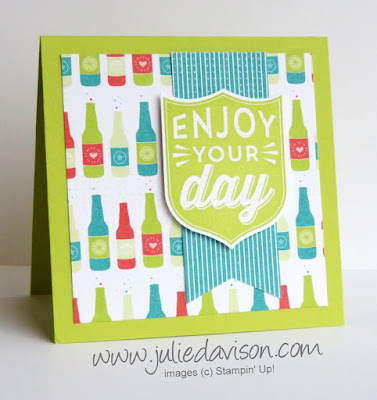 Stampin' Up! Badges & Banners Card ~ 2018 Sale-a-Bration Bubbles & Fizz Designer Paper ~ www.juliedavison.com