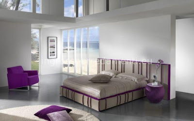 diseño de dormitorio tonos morados