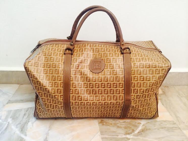 Truly Vintage: Authentic Vintage Fendi FF Brown Laminated Duffel Travel Bag
