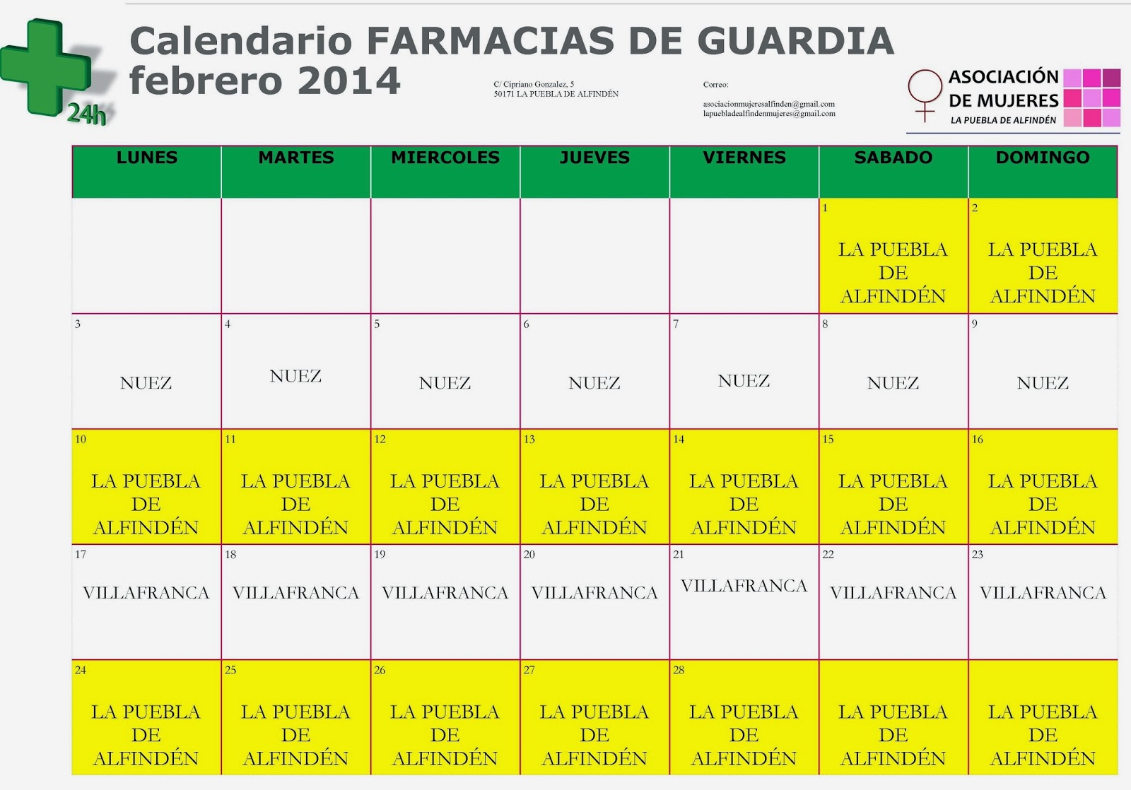 Calendarios imprimibles 2018 para farmacias