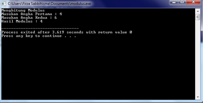 Contoh Program Modulus Sederhana Menggunakan C++