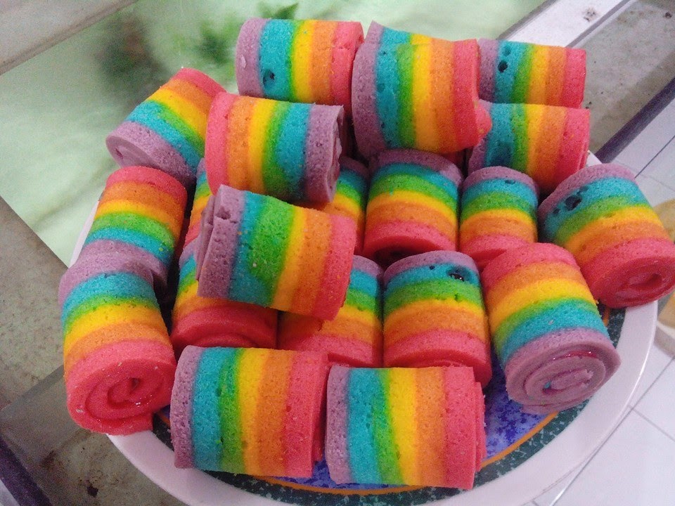 Resep Rainbow Roll Cake Mini Kukus