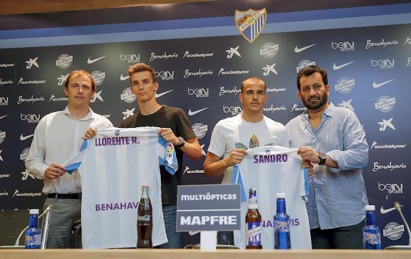 El Málaga presenta a Diego Llorente y Sandro Ramírez