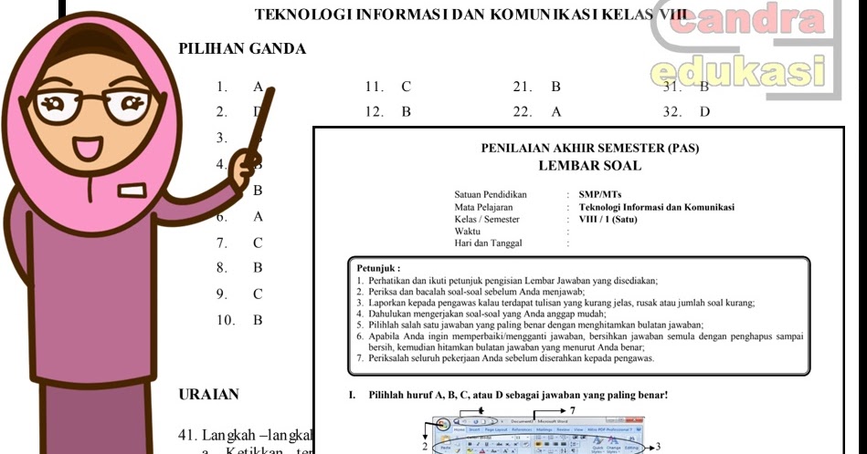 Soal Uas Tik Kelas 8 Semester 1 Dan Kunci Jawaban