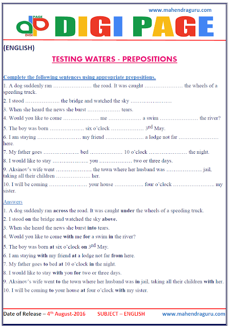 Digi Page - Prepositions Digi Page - Prepositions
