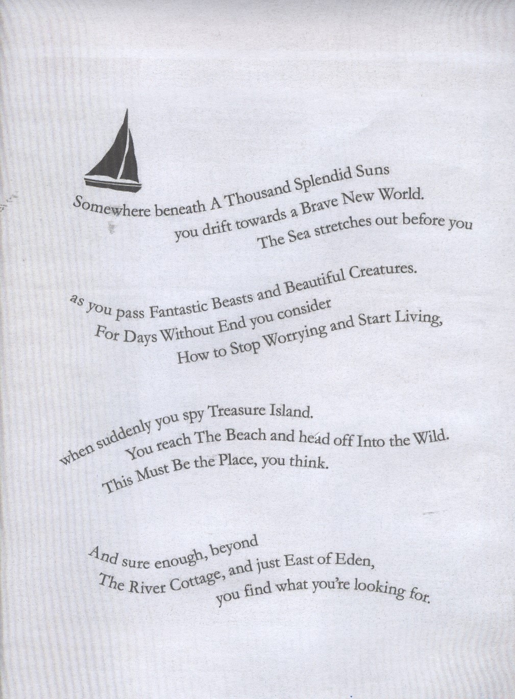 Poem for everyone setting sail across the oceans