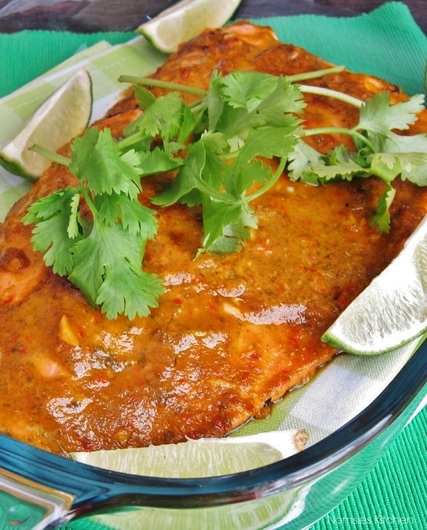 Nomsies Kitchen Baked Salmon with Spicy Coriander Sauce