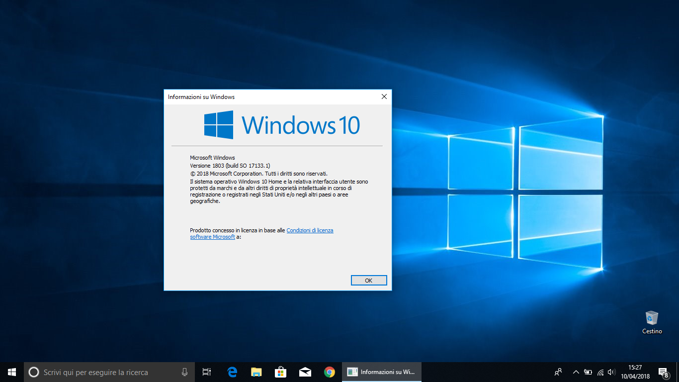 aggiornamento windows 10 versione 1803
